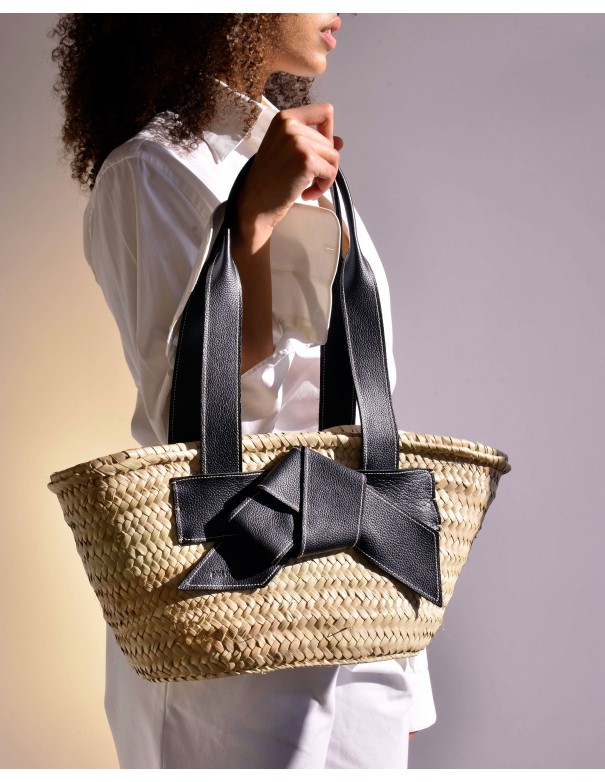 VALERIA straw bag | black