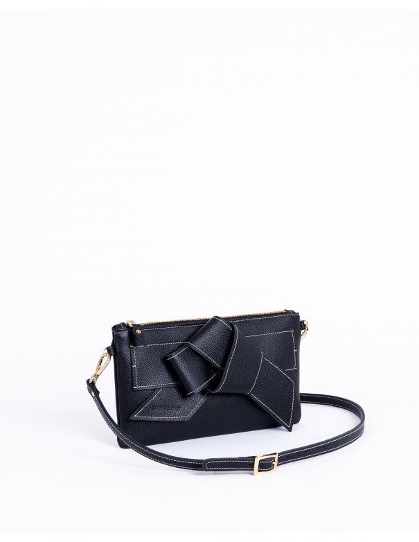 VALERIA | leather shoulder bag | black