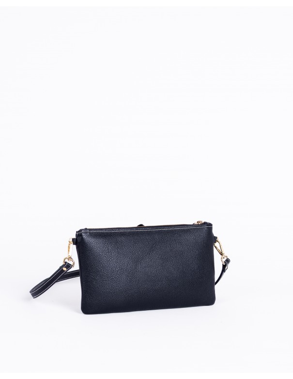 VALERIA | leather shoulder bag | black