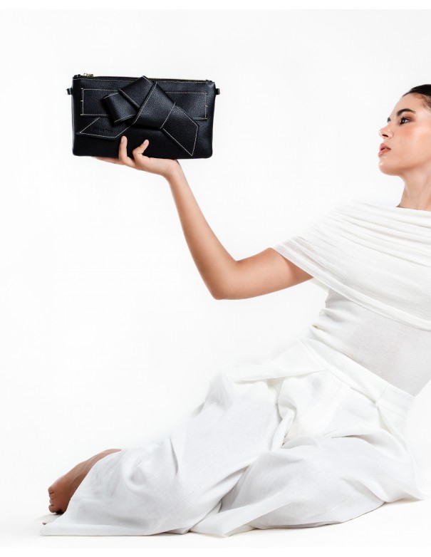 VALERIA | leather shoulder bag | black